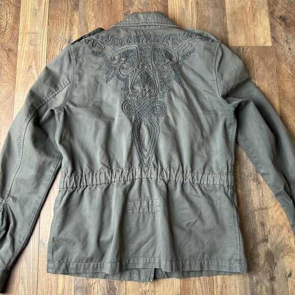 See By Chloe Paris Denim Jacket Women's Size 10 Green Boho Hippie Embroidered - Picture 2 of 11